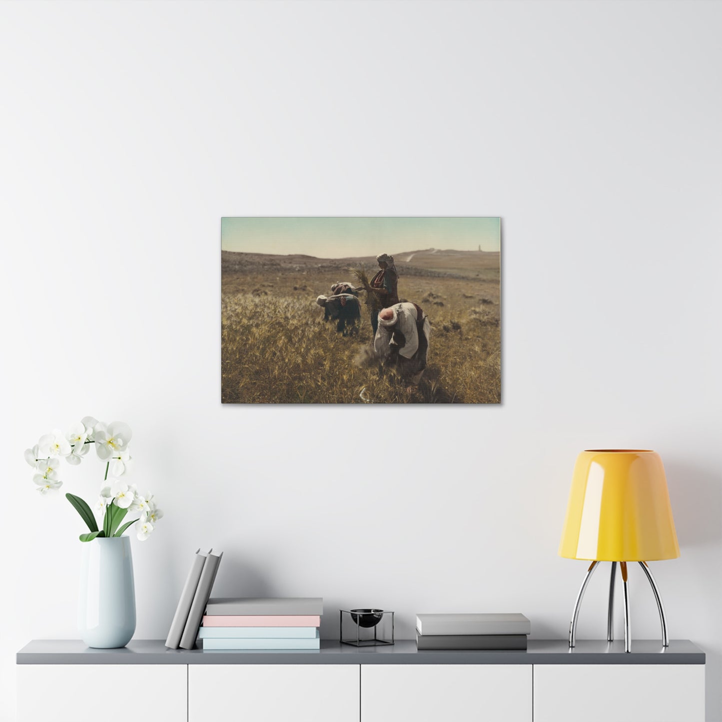Workers reaping barley harvest 1919 - Painting