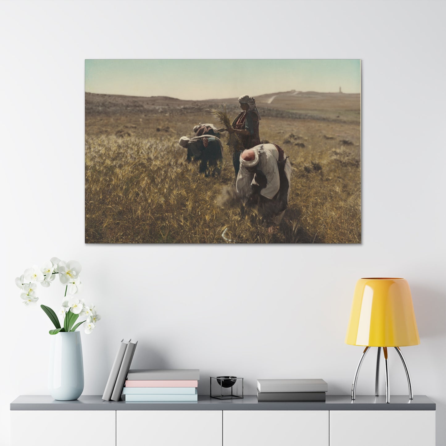 Workers reaping barley harvest 1919 - Painting