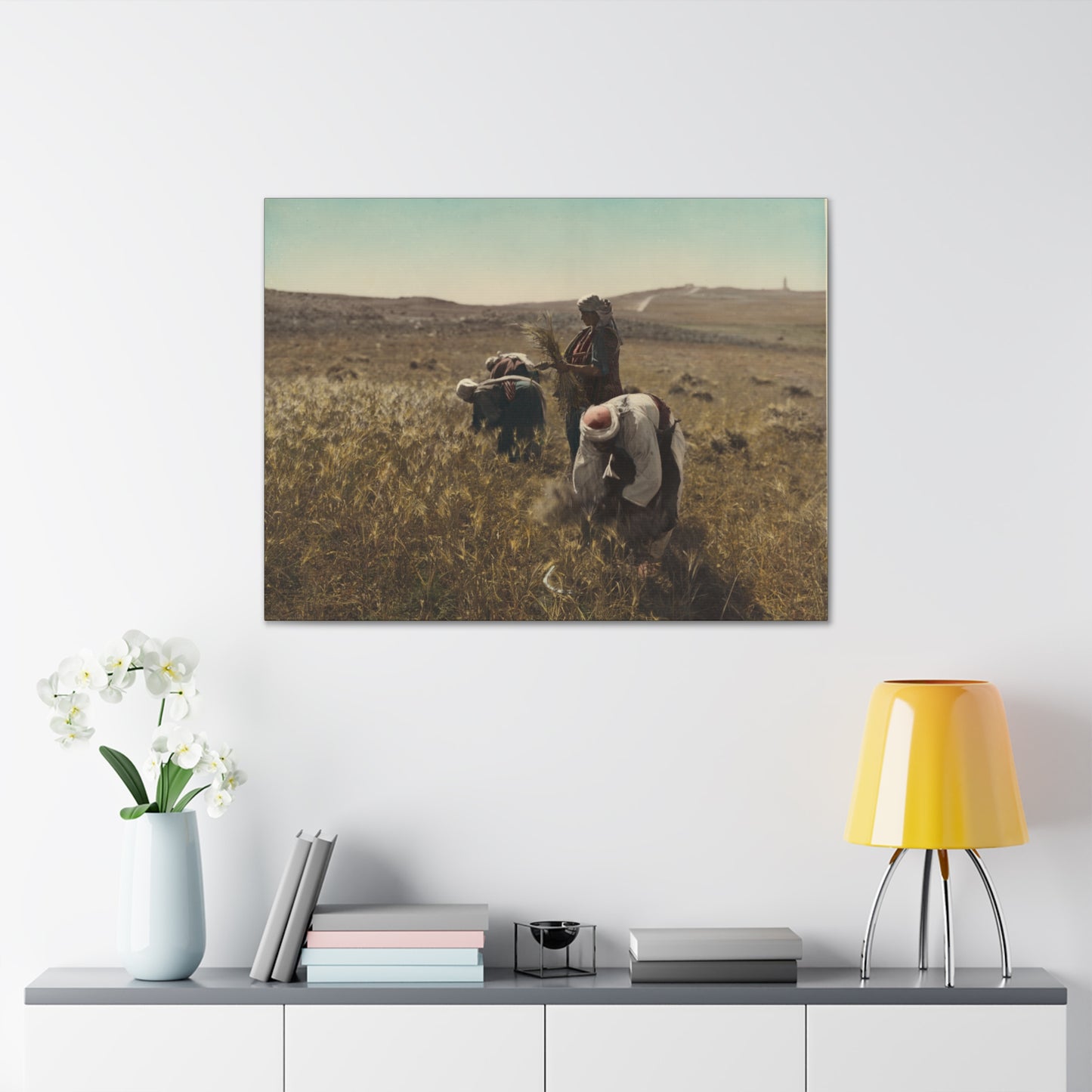 Workers reaping barley harvest 1919 - Painting